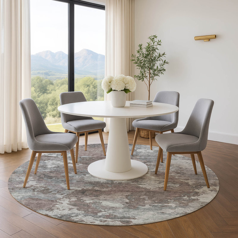Tapis abstrait lavable à la machine Premium, Rond 8 pi
