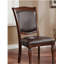 Luxueux fauteuil de salle à manger traditionnel en bois de cerisier brun avec texture de cuir espresso et 2 chaises d'appoint