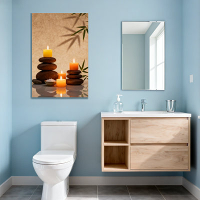 Bath and Laundry Calm Stones Candles Leaves