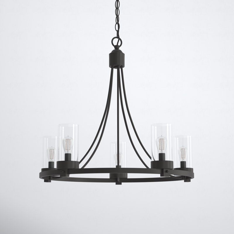 Laurie 5-Light Dimmable Wagon Wheel Chandelier, Oil Rubbed Bronze