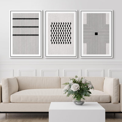 Noir et blanc géométrique minimaliste, illustrations, art moderne, salon, chambre à coucher, bureau