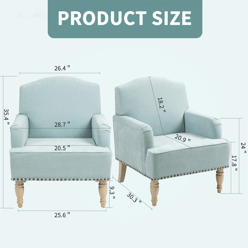 Fauteuil rembourré confortable avec structure en bois robuste pour diverses pièces, Sauge