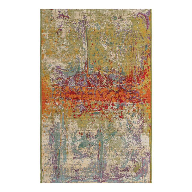 Trona Washable Abstract Indoor / Outdoor Rug, Rectangle 3'3" x 5'3"