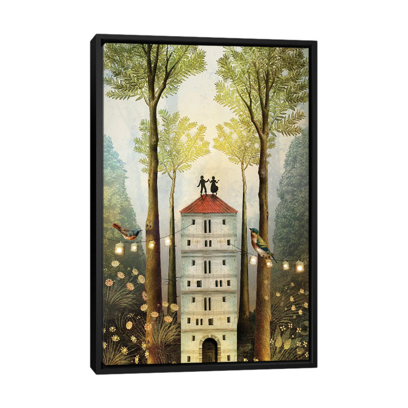 «Four of Wands» par Catrin Welz-Stein - impression d'art graphique, H 60 po x l 40po x P 1,5 po, Pas de tapis