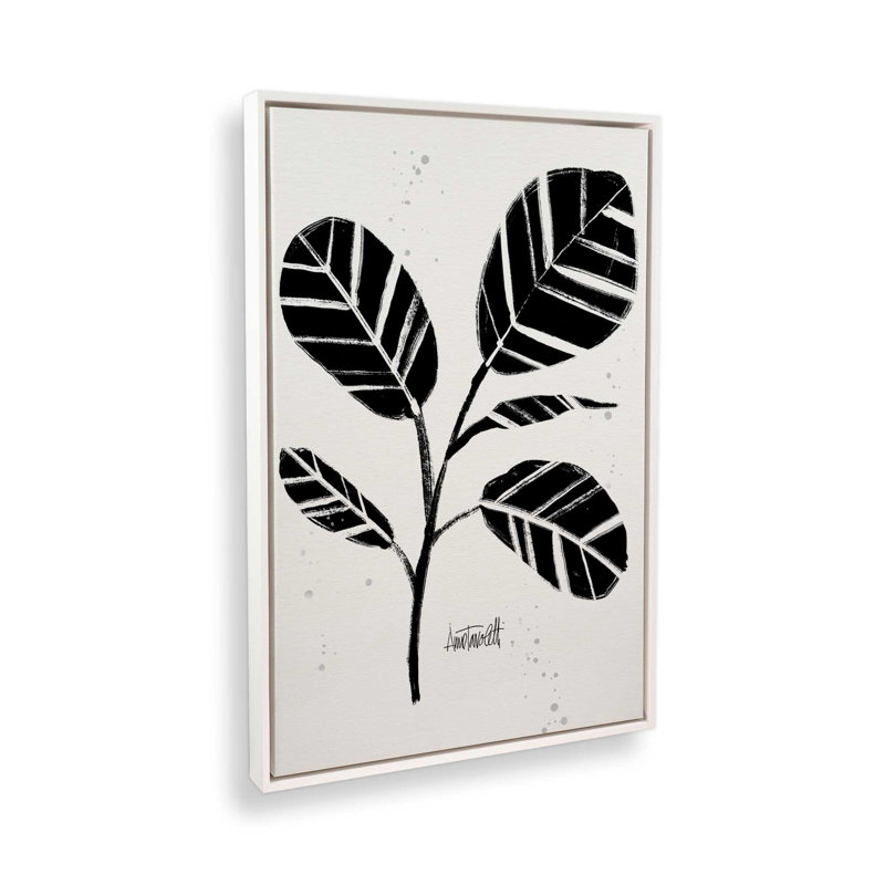 «Black and White Botanicals IV», reproduction sur toile avec cadre, H 48,75 po x l 32,75 po, Blanc opaque
