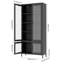 Grande armoire de rangement en métal avec 4 portes vitrées et 5 tablettes latérales