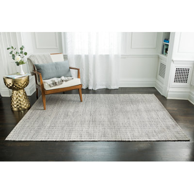 Tapis gris tissé à la main à motif de chevrons Pétrolia