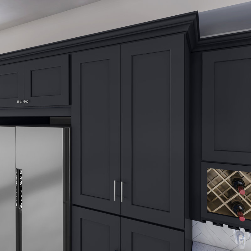 Armoire de cuisine en bois massif prête à assembler, 30", 42", Noir Shaker