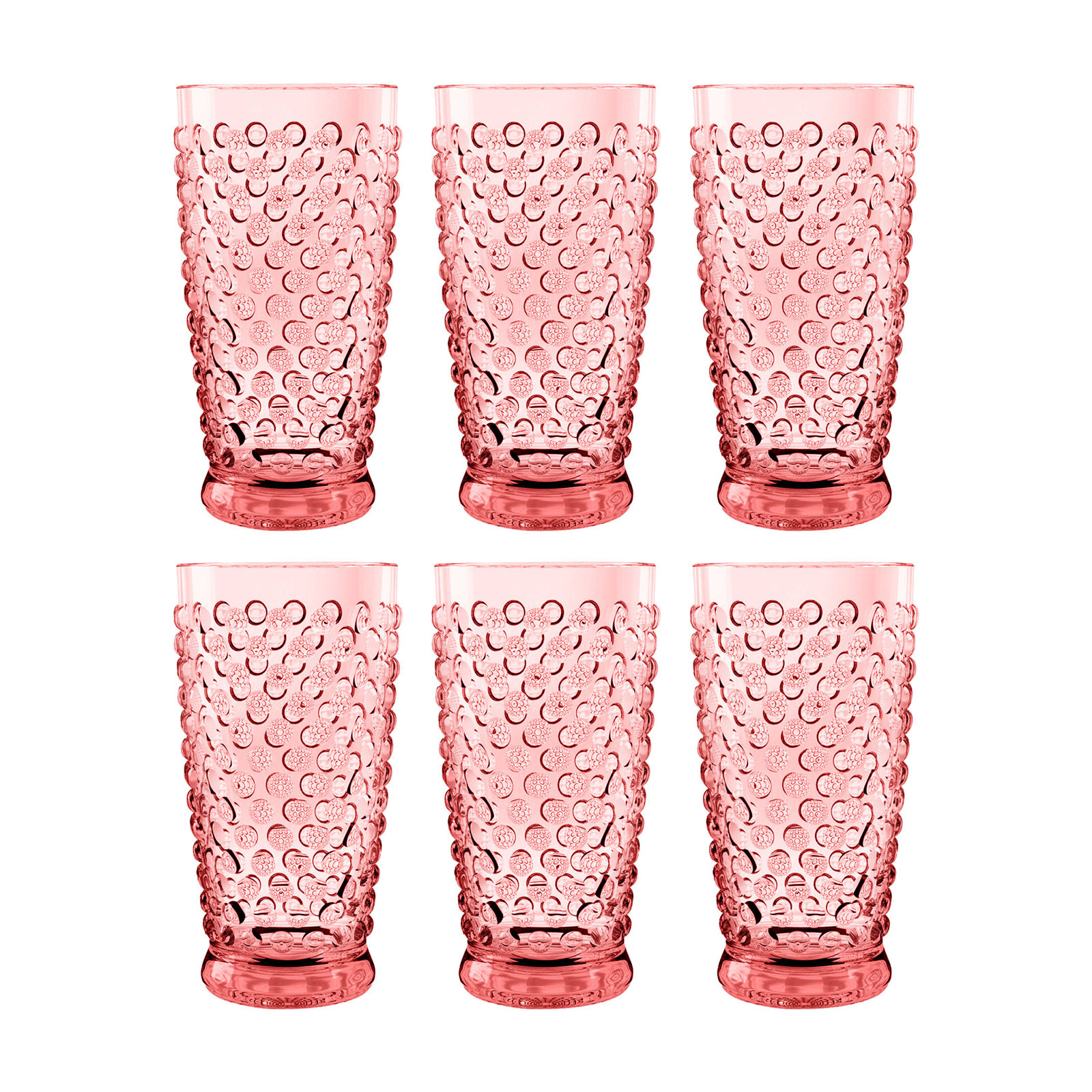 Hobnail Acrylic Drinking Glasses, 20 oz, Pink