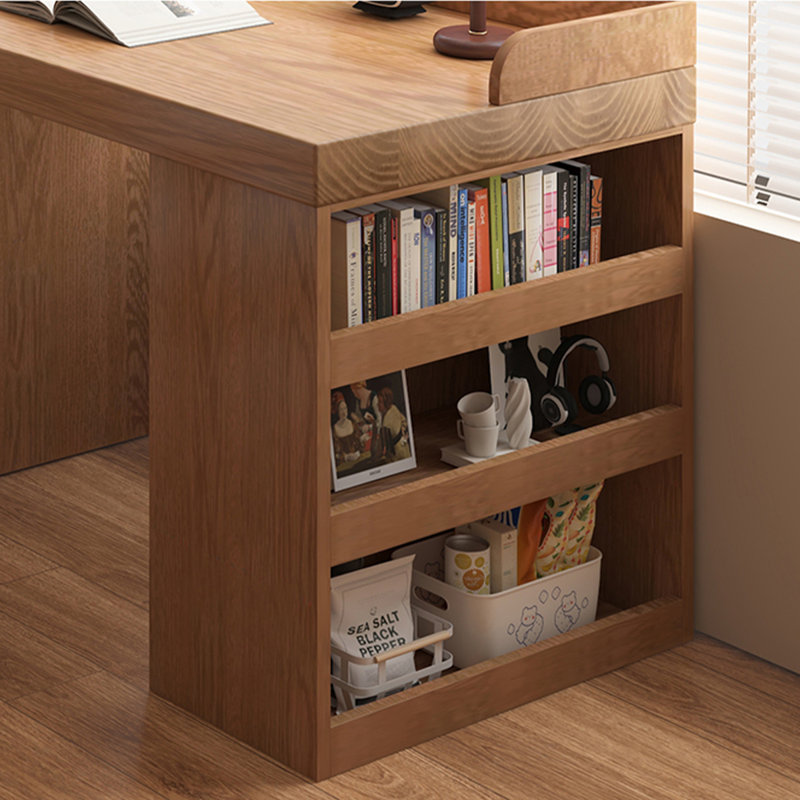 Brown Rectangular Solid Wood+Glass desk, 29.53" H x 62.99" W x 47.24" D