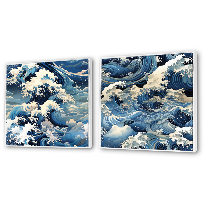 Ramsay - Ensemble de 2 reproductions d'art mural côtier, Cadre blanc, H 36 po x l 73 po x P 1,5 po