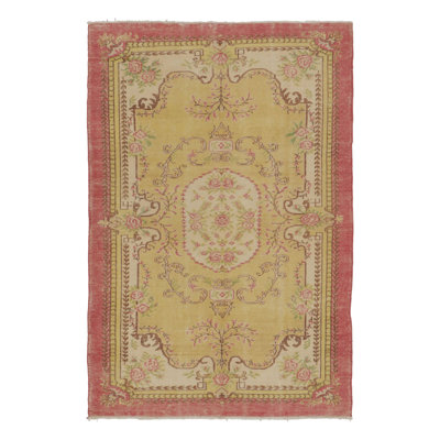 Distressed One-of-a-Kind 6'4" x 9'3'' Hand Knotted Area Rug