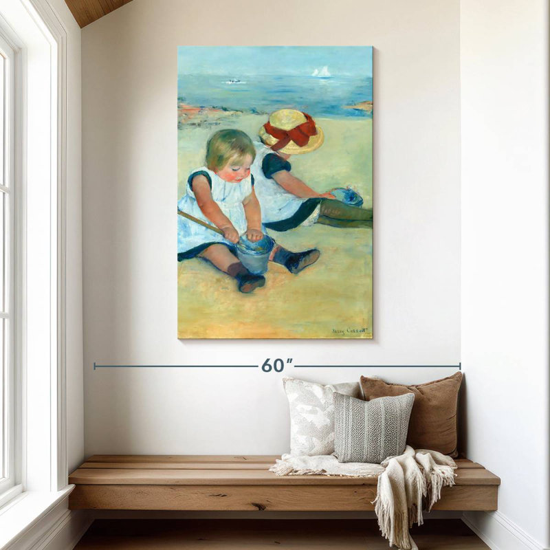 Leisha, enfants jouant sur la plage, 1884, H 48 po x l 32 po
