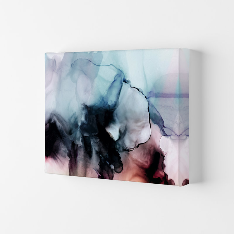 Abstract Watercolour Blue Pink Original - Painting, No Frame, 30cm H x 42cm W x 1cm D