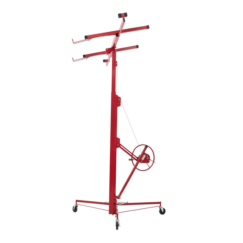 Élévateur de cloison sèche robuste de 16 pi avec capacité de 150 lb - Palan télescopique réglable et support à panneau pour installation au plafond