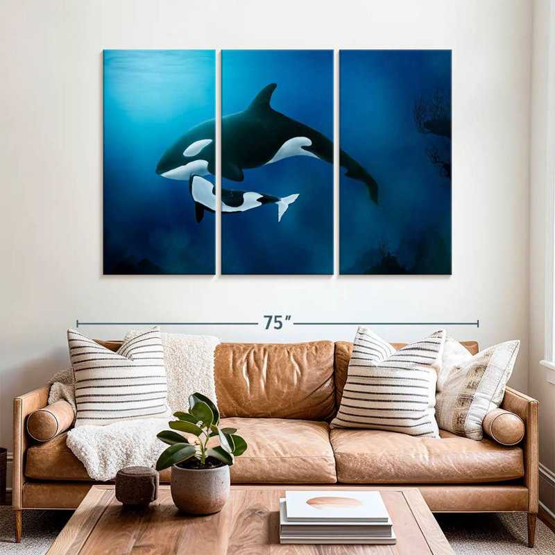 Brampt Mother And Baby Orca, 42" H x 65" W
