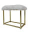 Miroir de salle de bain rond rose avec tabouret, siège en fausse fourrure, laiton Rose-560426672
