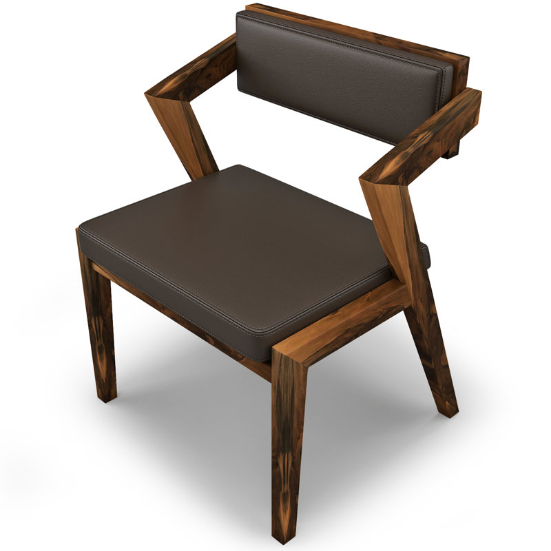 Fauteuil en cuir, Brun, 4 pièces