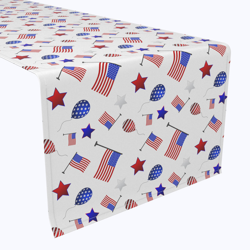 Ethen Geometric Independence Day Table Runner, 72" x 12"