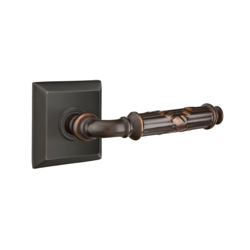 Poignée de porte avec rosette Ribbon and Reed Passage (Hall & Closet), Droite, Bronze huilé