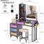 Dressing Table with Human Sensor RGB Lights, Tempered Glass Top, and Quick-Charging Station-447472077
