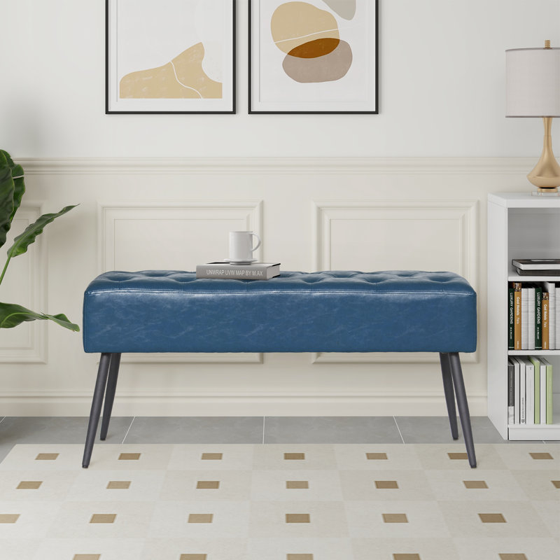 Dorly 38" Upholstered Bedroom Bench, Bleu