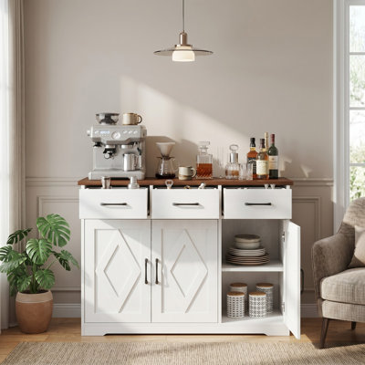Buffet moderne 44,1 po, armoires de rangement crédence, tablettes réglables