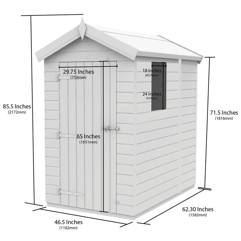 Total Sheds 4ft x 5ft Security Apex Shed - Heavy-Duty Hasp Staple Anti-Tamper - Pressure Treated Timber - UK Manufactured
