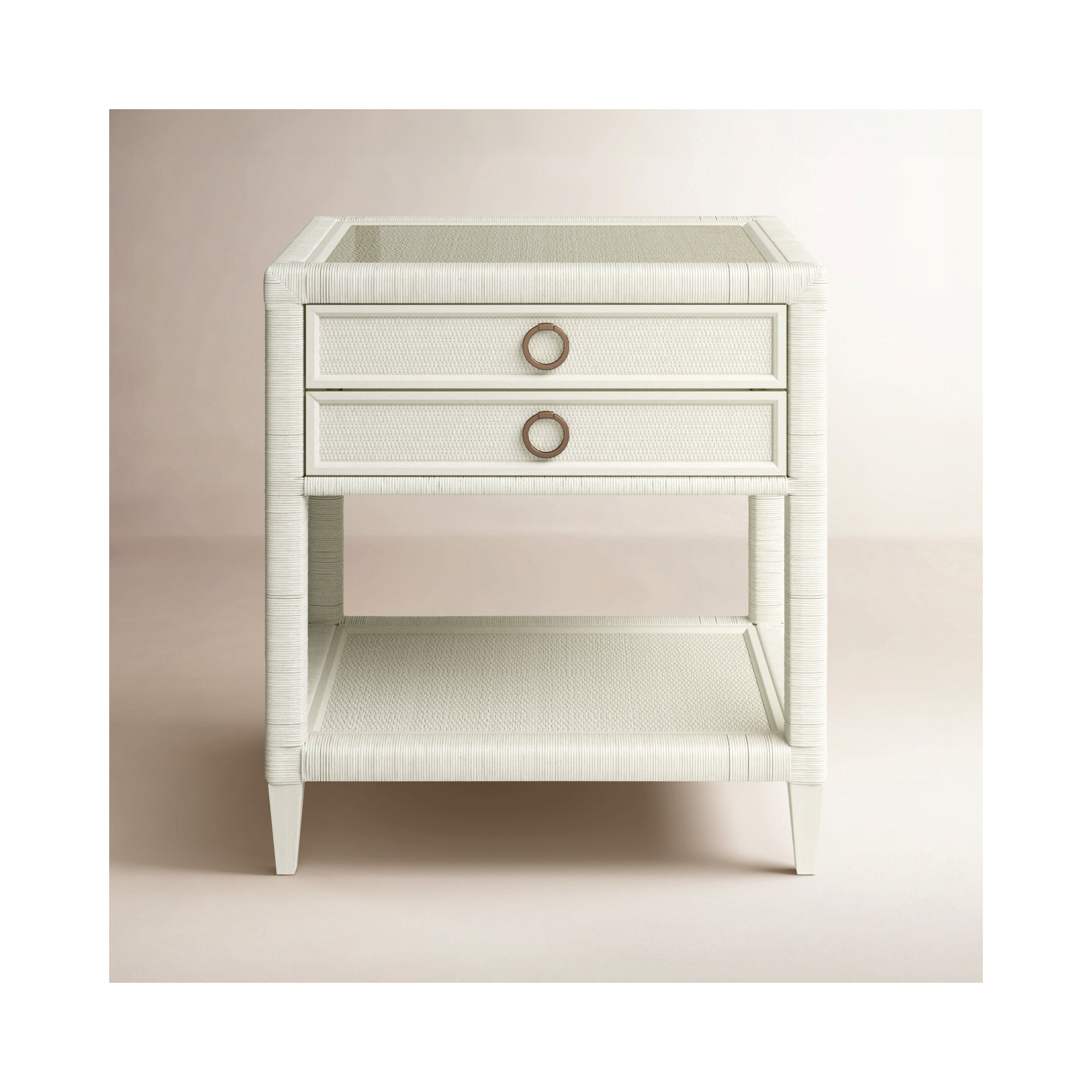 Warwick 2 - Drawer Nightstand, Antique Frost White, Satin Brass