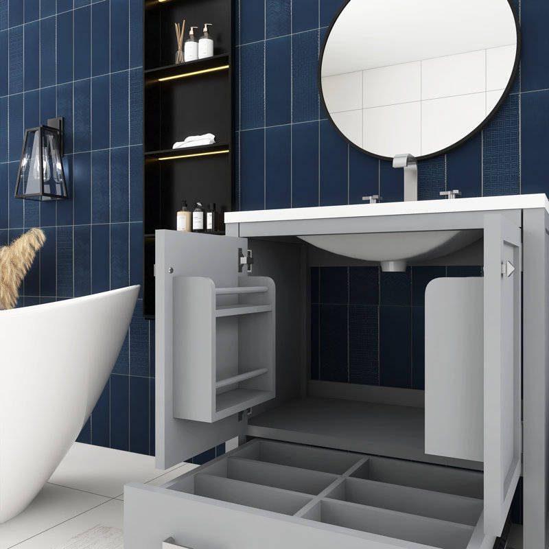 Meuble-lavabo sur pied simple 30 po avec plateau en résine Faringham