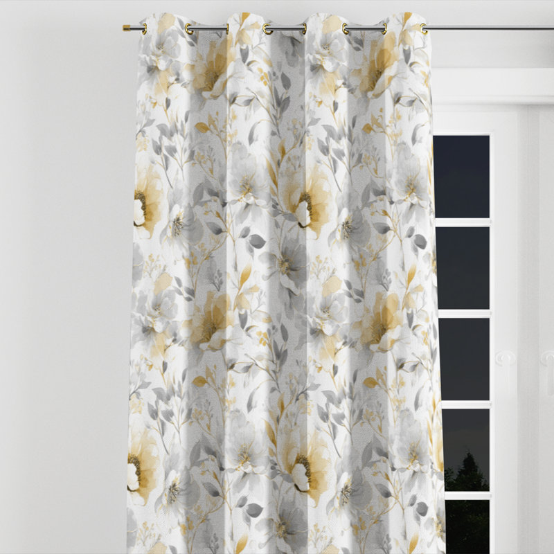 Rideaux de fenêtre Country Farmhouse - Rideau à œillets Bouk Floral - 1 panneau, L 52 po x L 90 po, Œillets dorés