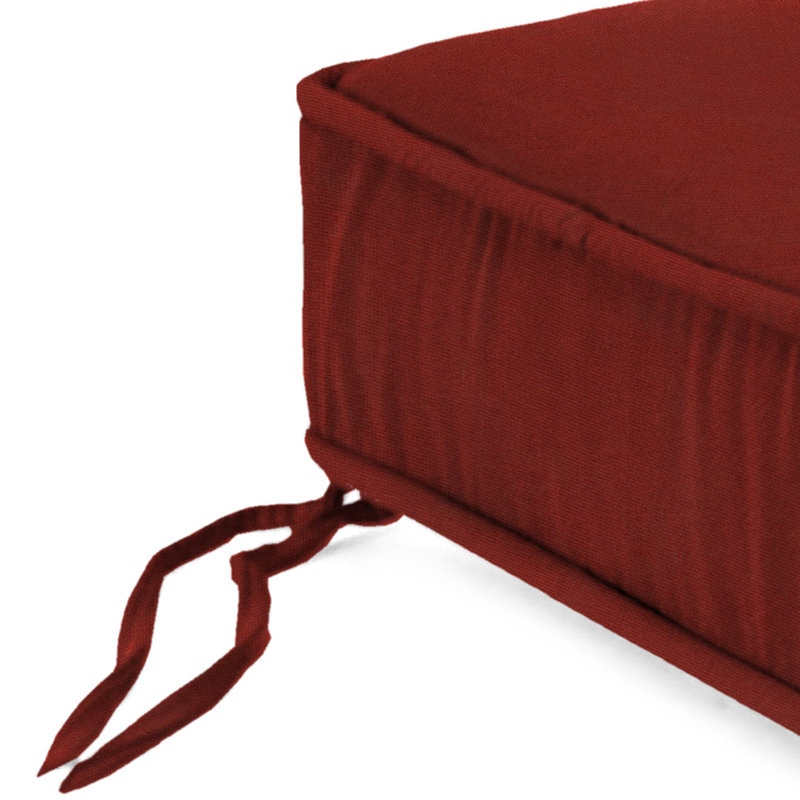 22.5" x 22.5" Outdoor Deep Seat Cushion with Ties and Welt, Canvas Brick