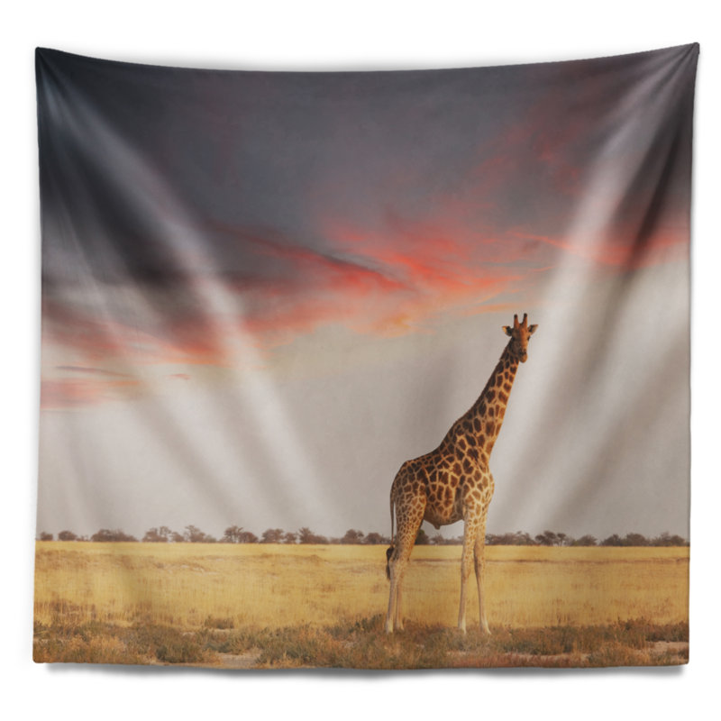 Girafe africaine avec tapisserie Savannah, H 50 po x l 60 po