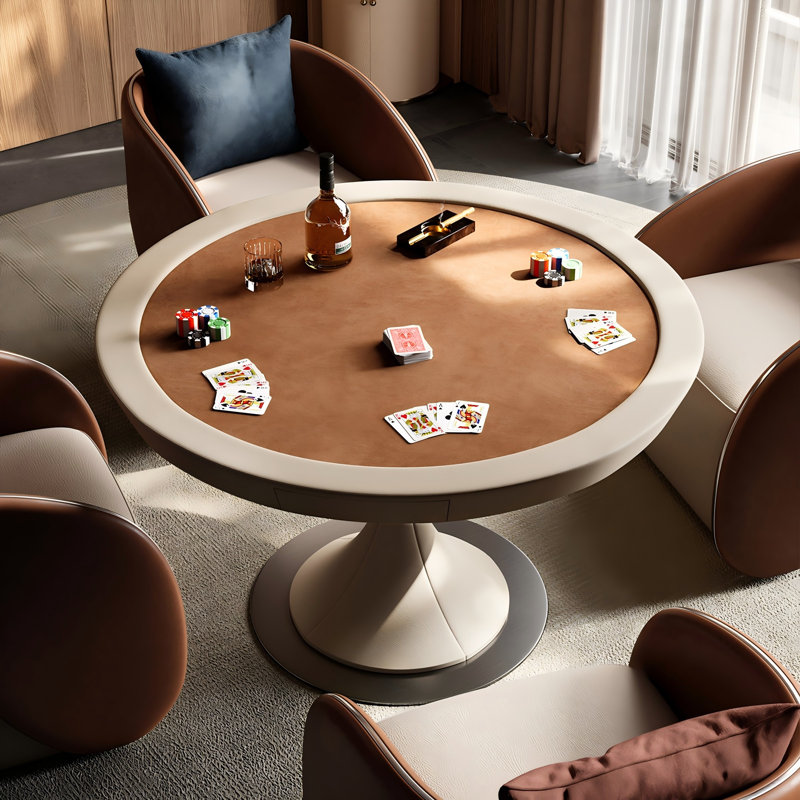 Table de poker ronde moderne haut de gamme 35,43 po, H 35,43 po x l 35,43 po x P 29,53 po
