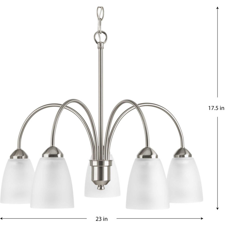 Carilynn 5 - Light Dimmable Classic / Traditional Chandelier, Brushed Nickel