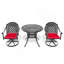 Ensemble de salle à manger 3 pièces en aluminium coulé toutes saisons comprenant 2 chaises pivotantes et une table ronde avec cadre noir-7149955