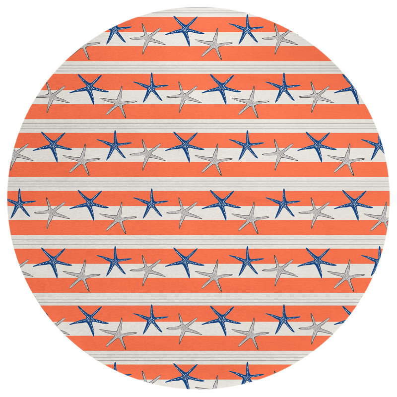 Deshi Washable Indoor / Outdoor Rug, Round 8'