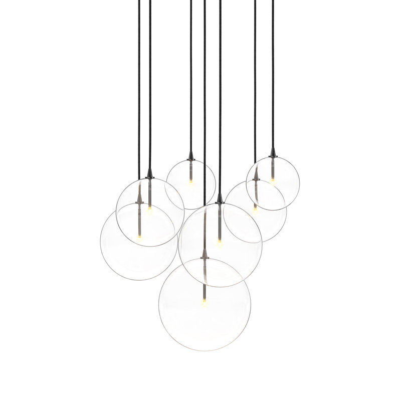 Cluster 7 - Light Chandelier, Black Gunmetal, Clear Symmetrical