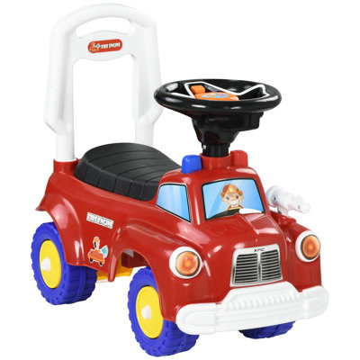 AIYAPLAY Ride On Car Foot to Floor Baby Car Steering Wheel Music Light Red