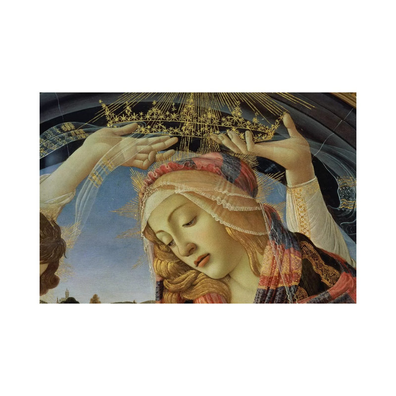 The Madonna Of The Magnificat, Detail Of The Virgin's Face And Crown, 1482 by Sandro Botticelli - Wrapped Canvas Print