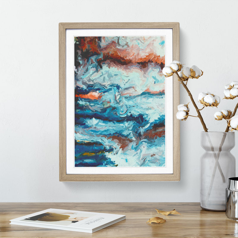 Dominant One Abstract - Framed Print, 34cm H x 25cm W, Oak