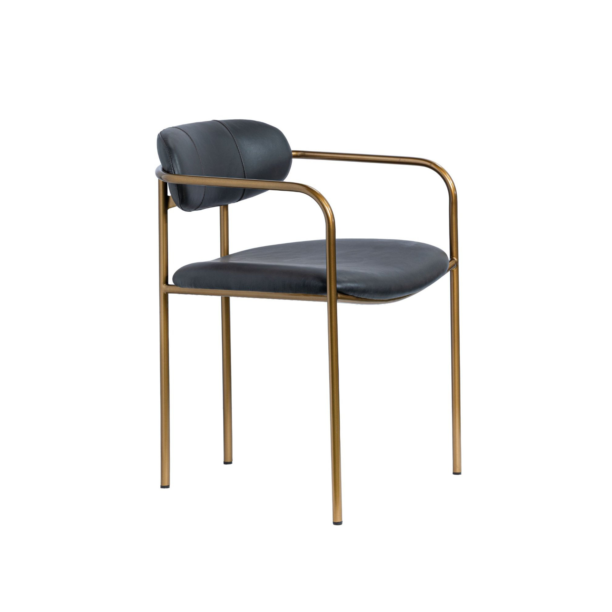 Belarus Upholstered Ladder Back Arm Chair, Gold, Black