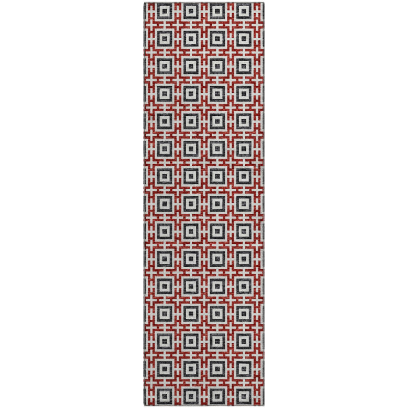 Premium Machine Washable Vaseem AMF139 Red Rug, Runner 2'3" x 7'6"