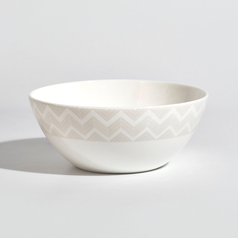 Missoni Soup Bowl Zig Zag White Set 2 Pcs. Diam. 5.8" H. 2.4"