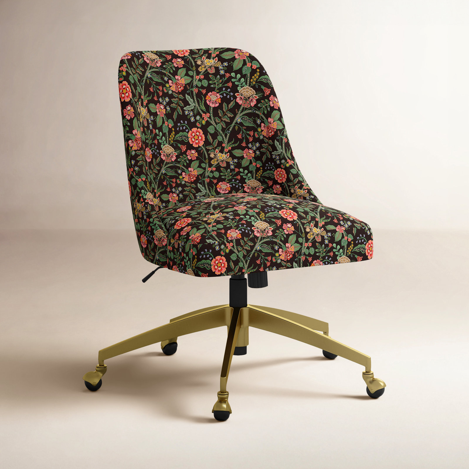 Office Chair, Brushed Gold, Dahlia Multi