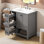 Meuble-lavabo 30 po avec comptoir, meuble-lavabo avec deux portes et deux tiroirs, bois massif, tablette ouverte, panneaux de fibres à densité moyenne, un paquet