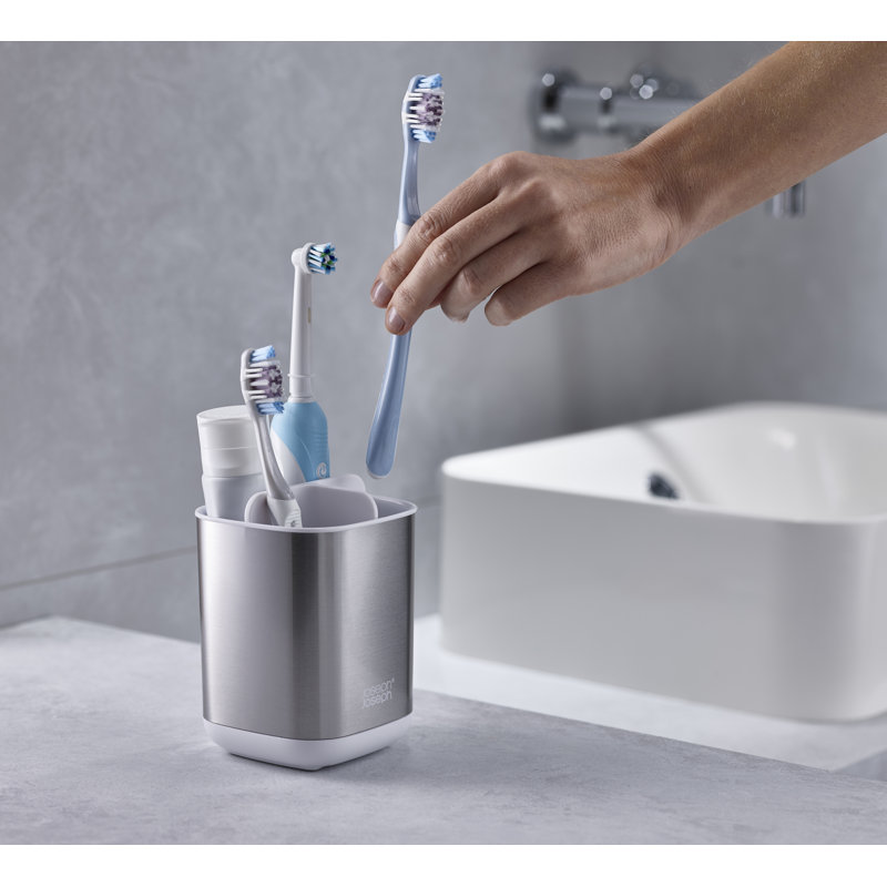 Compact Stainless Steel Toothbrush Holder with Ventilation