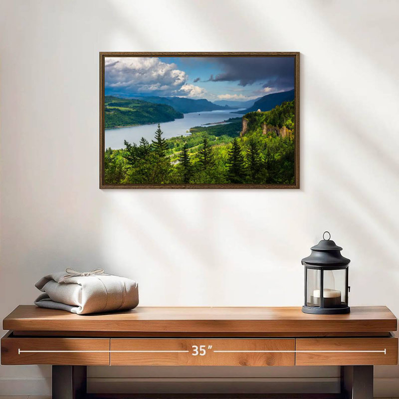 Columbia River Gorge View, 19" X 13", Floating Frame Walnut