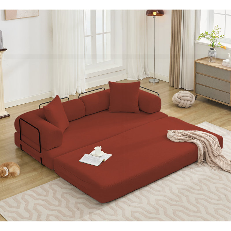 78.5" Folding Convertible Out Sleeper Sofa Bed, Red