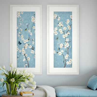 « fleurs douces ? » ensemble de 2 reproductions de peintures à l’acrylique encadrées